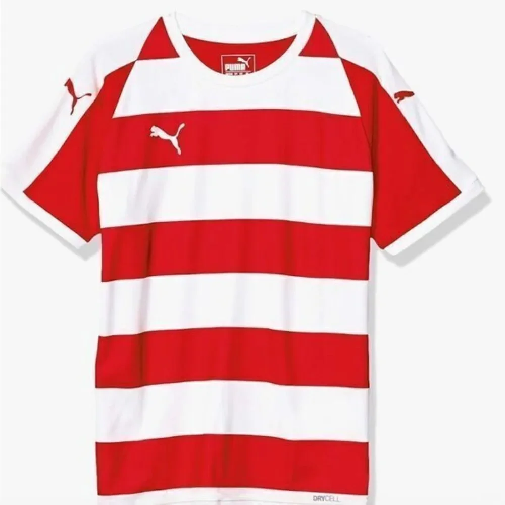 NWT PUMA Youth LIGA Hoop s Jersey Red/White Striped Short Sleeve Shirt - Size S